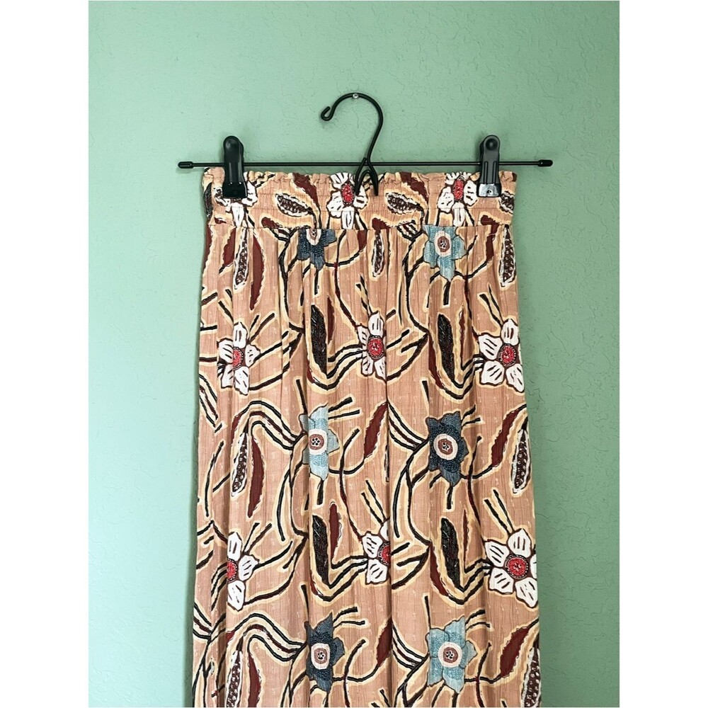 Christian Siriano New York Midi Tiered Smocked Skirt Size XS Boho Festival Tan - Picture 5 of 7